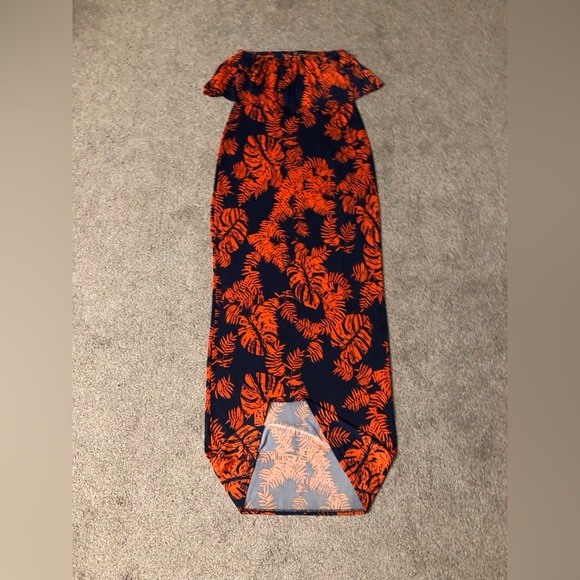 BOOHOO Tropical themed Palm Leaf Stretchy dress 8 Maxi party boho casual summer - Picture 6 of 12